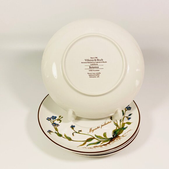 Set of 4 Villeroy & Boch Botanica Myosotis Palustris w/root Saucers 6" Plates - Picture 3 of 6